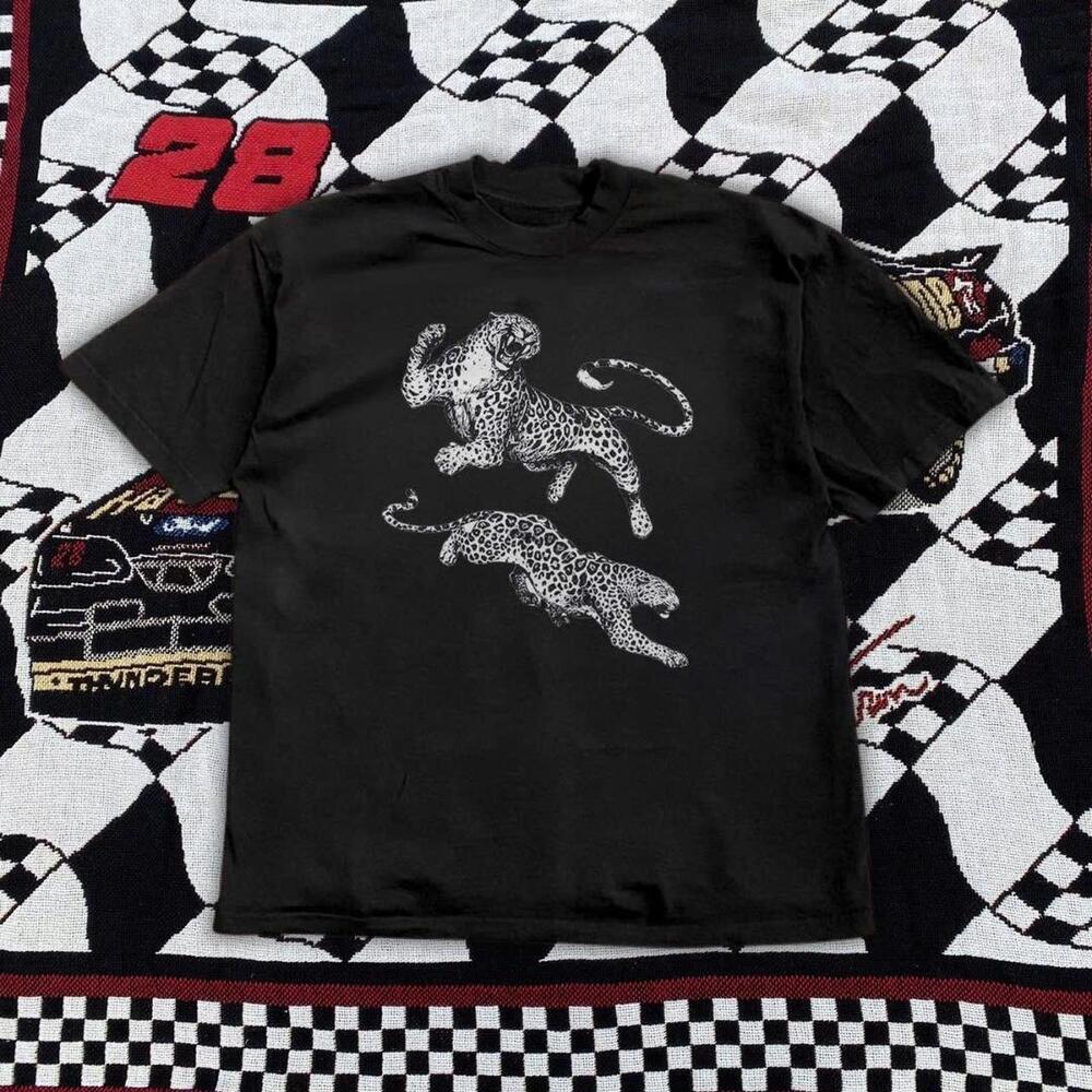 1990S Black And White Leopard Cheetah  Tee